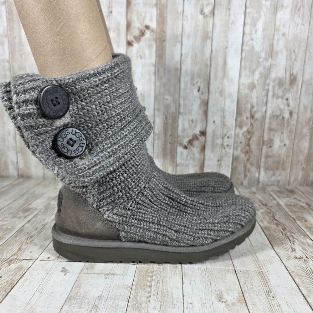 UGG‎ Australia Gray Knit Cardy Button Up Boots Women's Size 6.5